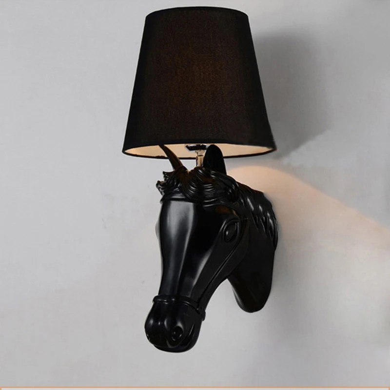 SOFITY Contemporary Wall Lamp LED Simple Creative Horse Head Resin Sconces Light for Home Living Room Hotel  Bedroom Decor