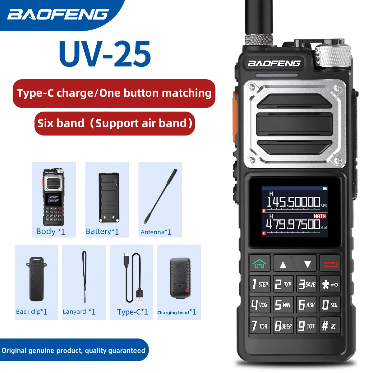 

Baofeng UV-25 10W Long Range Two Way Radio Ham Radio 999 Channel Tri Band Walkie Talkie Camping Hunting