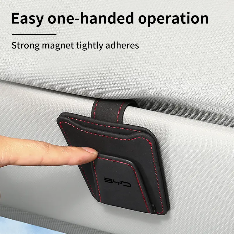 Car Sun Visor Glasses Clip Leather Sunglasses Card Holder For BYD F3 I3 F0 F6 S6 S8 E5 E6 G3 G6 L3 S7 M6 Tang Song Qing Yuan Max - Image 4