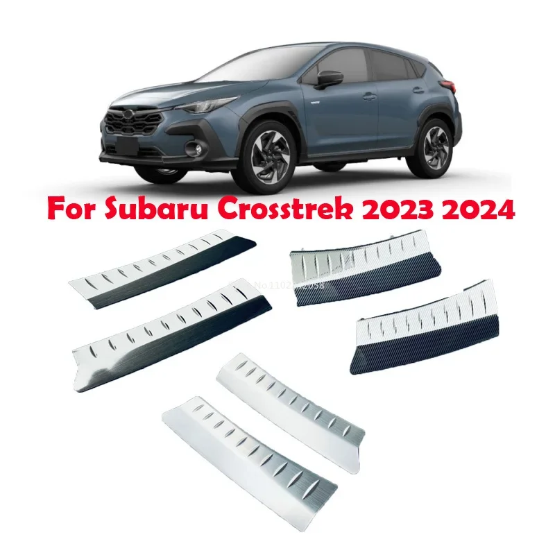 

For Subaru Crosstrek 2023 2024 steel Interior Rear Bumper Protector Door Sill Trunk Tread Plate Molding Cover Trim Accessories