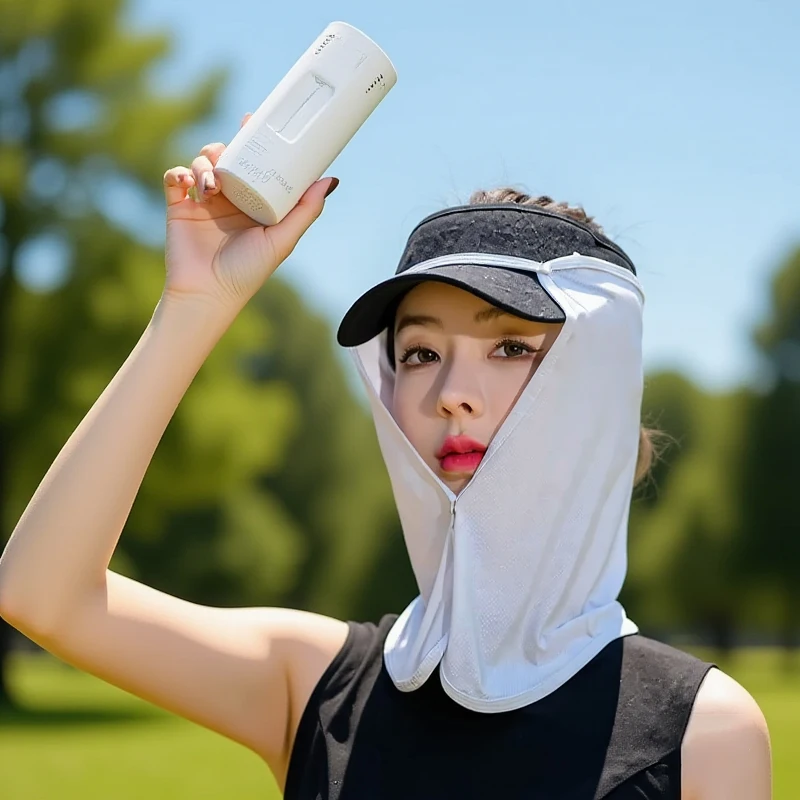 For Men UV Protection Cap Mask Silk Scarf Outdoor Neck Protection Sunscreen Veil Sunscreen Mask Anti-uv Face Cover Face Scarf