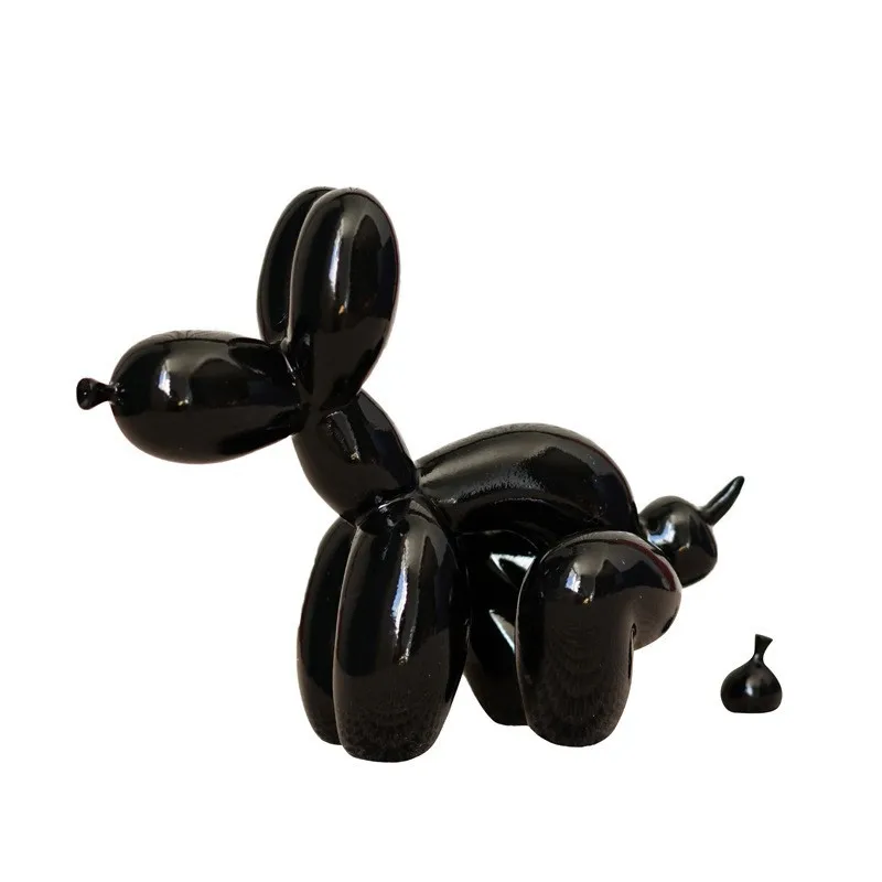 Resin Squat Poop Balloon Dog Statue Animal Figurine Handmade Crafts Desktop Office Living Room Home Decor Friend's Gift