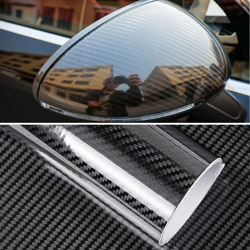 لامعة من ألياف الكربون الأسود فيلم الفينيل سيارة التفاف مخطط الطلاء طبقة حماية سيارة التفاف الفينيل