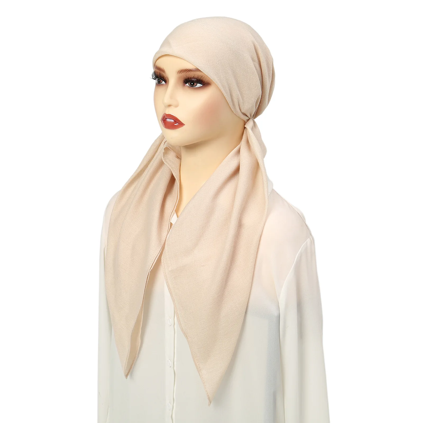 Ramadan Solid Color Soft Elastic Women\'s Hijab Muslim Ladies Turban Bonnet Long Tail Head Wrap Head Scarf Indian Hats