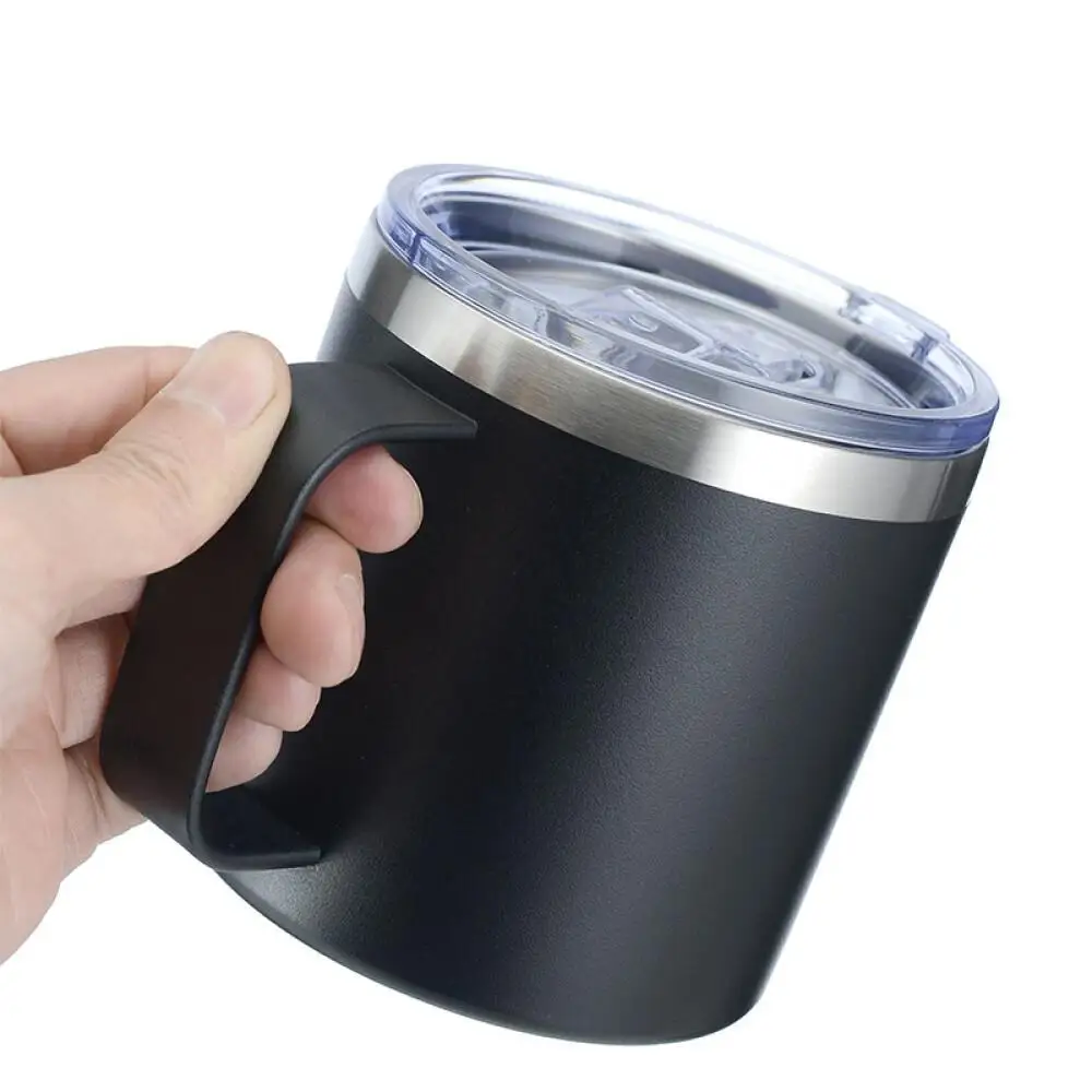 Thermos Cup Stainless Steel Dual Layer 14oz 12oz Spray Plastic Coffee Mug With Handle Office Travel Portable Tumbler