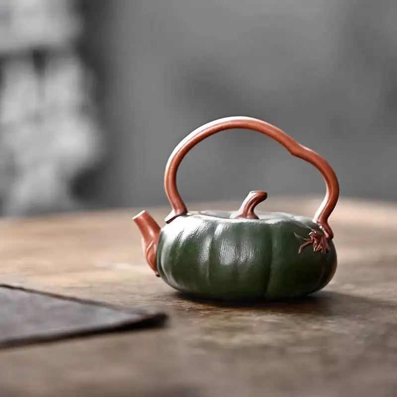[Changtao] Original Mineral Purple Clay Teapot Handmade Tea Pot Biomimetic Liu Xueqin Duan Ni Handle-Shaped Flat Pumpkin 130Cc