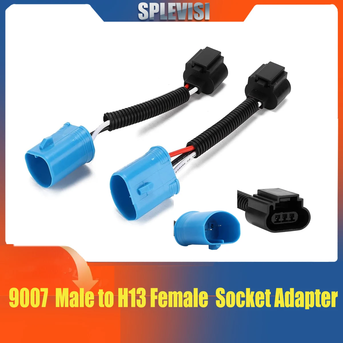 

2piece 9004 HB1 HB5 9007 Male to H13 9008 Female Plug Headlight Conversion Cable Connector Adapter Headlight Harness