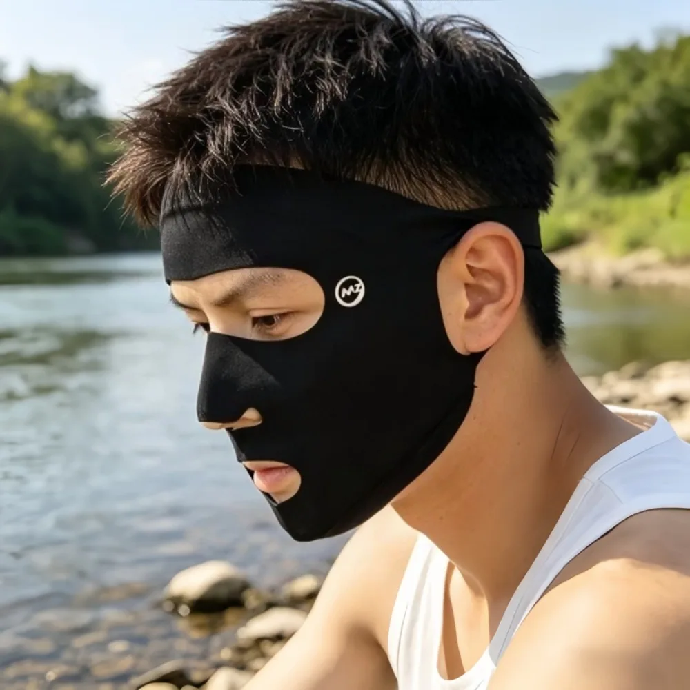 Men Sunscreen Breathable Mask Polyester Running Chin Protection Open Nose & Mouth Outdoor Golf Marathon Ear Hook-on Face Cover