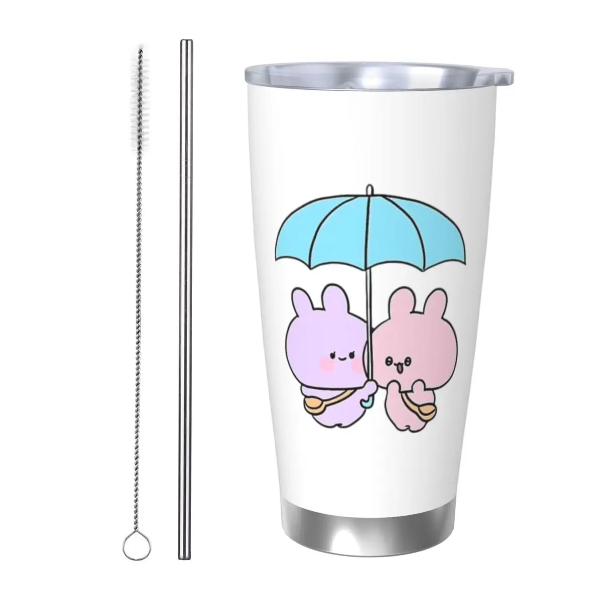 Asamimichaan Cute Asamimi 20oz Stainless Steel Car Mug Straw Thermal Iced Travel Cup Vacuum Insulated Coffee Hot Cup