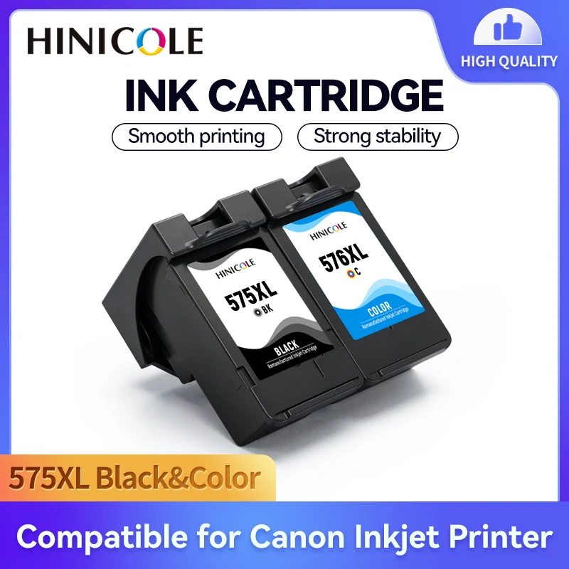 HINICOLE 575XL 576XL Ink Cartridge With Dey Ink With Chip For Canon PIXMA PG575 CL576 TS3550i TS3551i TR4750i TR4751i Printer