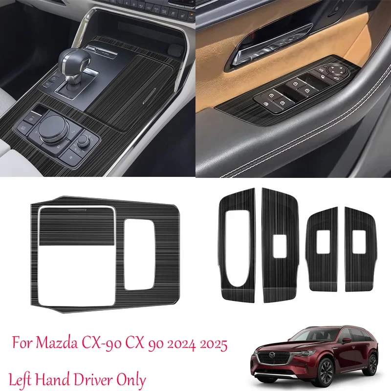 

LHD For Mazda CX-90 CX 90 cx90 2024 2025 steel Console Gear Shift Cover Trim Window Switch Button Door Armrest Panel Trim Cover