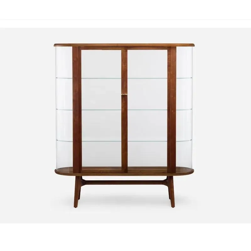 Modern Large Solid Wood Wine Display Glass Cabinet Luxury Home Bar Living Room Durable Storage Showcase for Bottles and