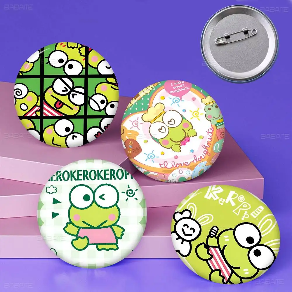 Kawai K-Kero K-Kero K-Keroppi Soft Button Pin Round Metal Badge Lapel Pin Parts Gift Friends Kid Jewelry