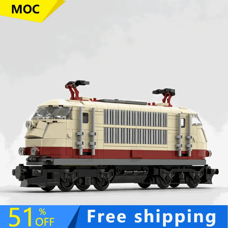 509 PCS BR103 Modify Locomotive 6 Wide Tan Red Building Blocks Model Bricks DIY Assembly Display Collectible Toy Creative Gift