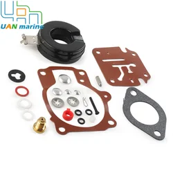 Carburetor Rebuild Kit With Float for Johnson Evinrude 20 25 30 35 40 50 55 60 65 70 75 HP 0396701 392061 398729 18-7222 18-7042