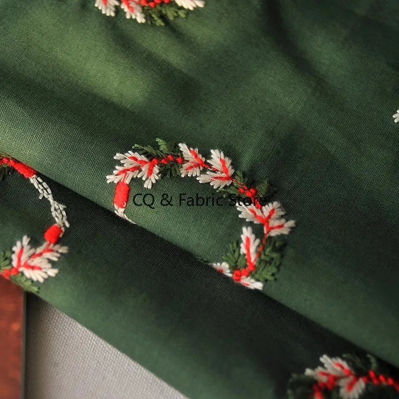 Christmas Fabric Cotton And Linen Embroidery Handmade DIY Pillow Sofa Tablecloth Home Decoration Fabric By The Meter