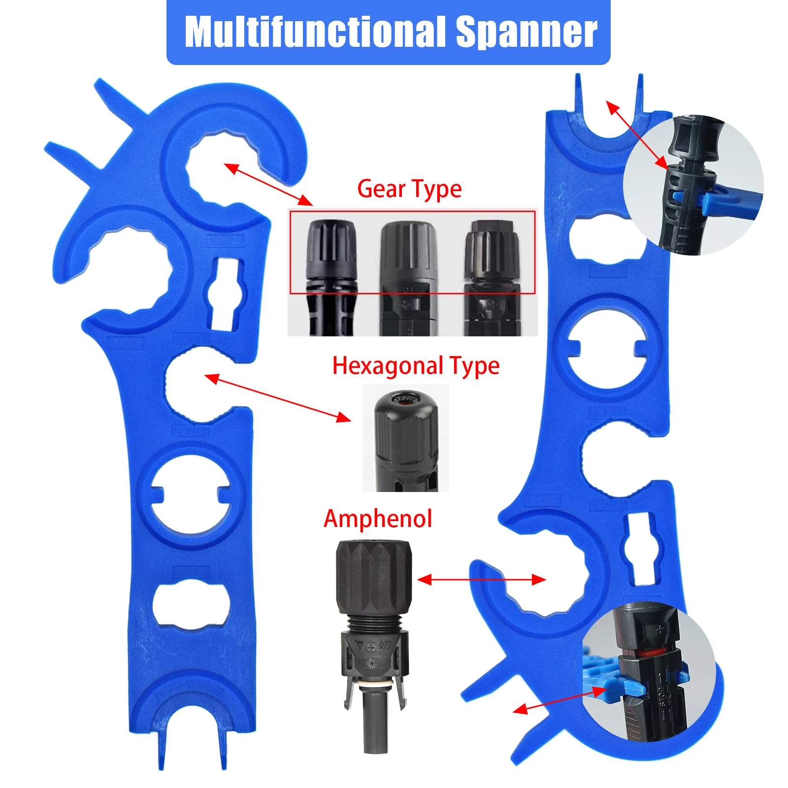 1 Pair Solar Connector Spanner PV Wrench  Disconnect Removal Assembly Tool 1000V 1500V QC4 mC4 MC-4 Cable Solar Panel Inverter