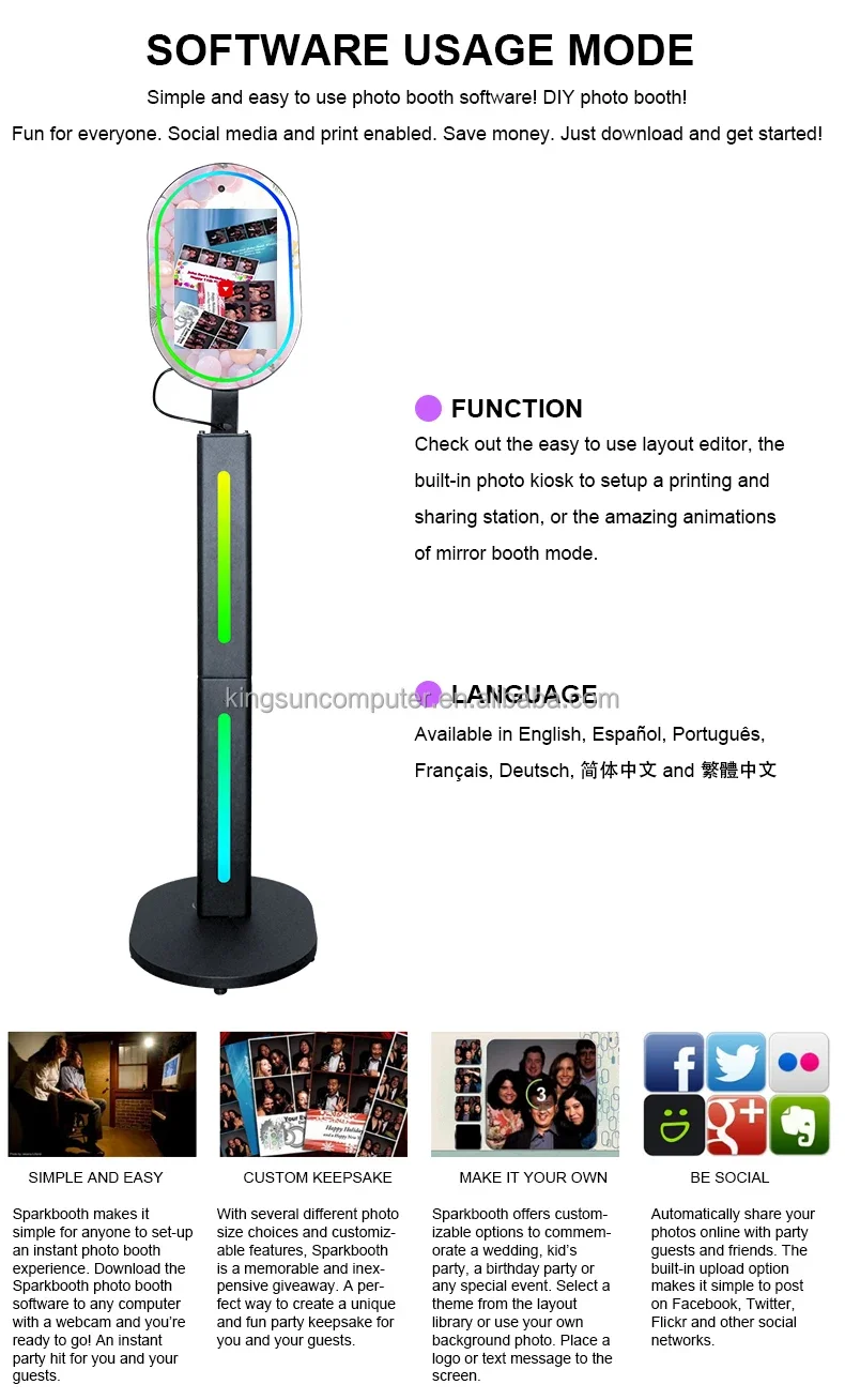 Portable 13.3 Inci Cermin Ajaib Photo Booth Layar Sentuh Mesin Photobooth Layar Lcd Dslr