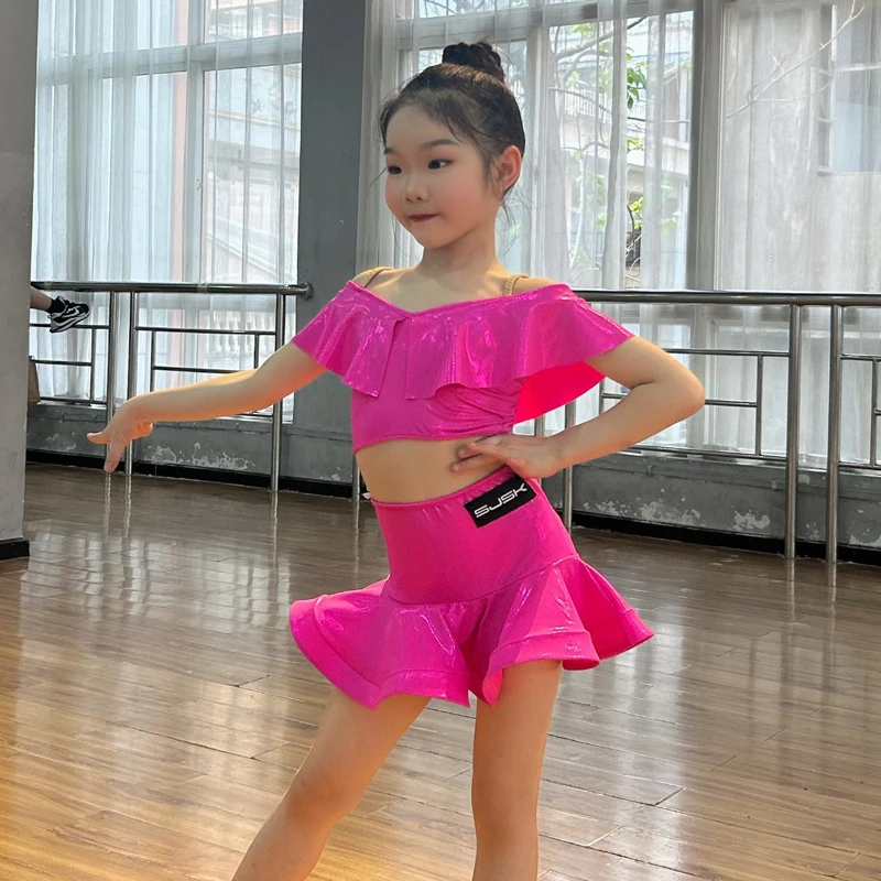 Fashion Child Professional Dancing Clothes For Girls Latin Dance Competition Costumes Kids Chacha Training Dresses SL10746