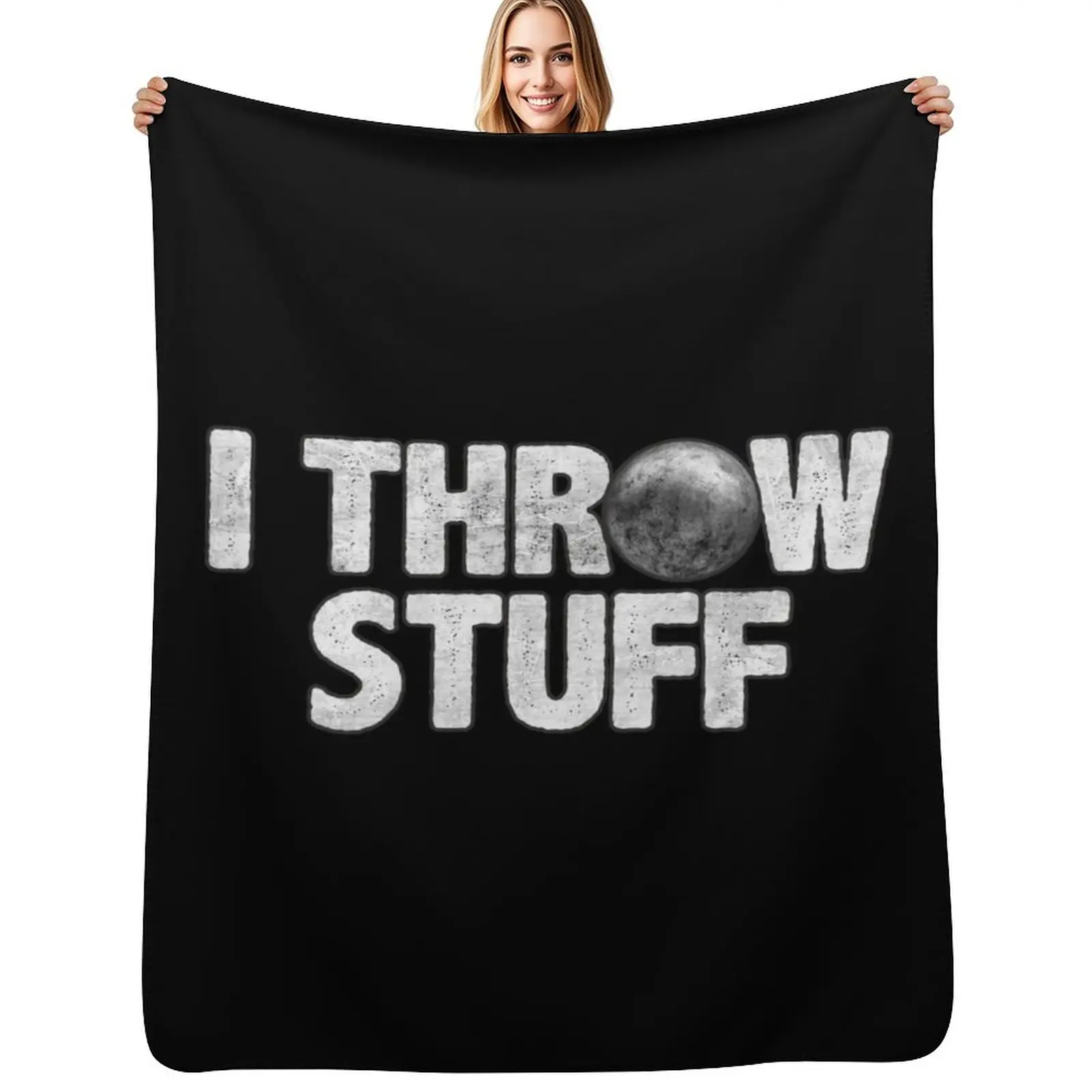 I Throw Stuff Shot Put Athlete Funny Throwing Lover Gift Throw Blanket Portable Lightweight Blanket for Travel Camping