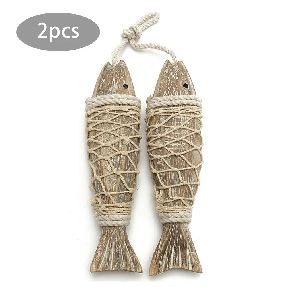 1 Pair Hand Carved Wooden Fish Hanging Marine Hanging wooden decorations for home decor hanging gifts creating atmosphere ocean