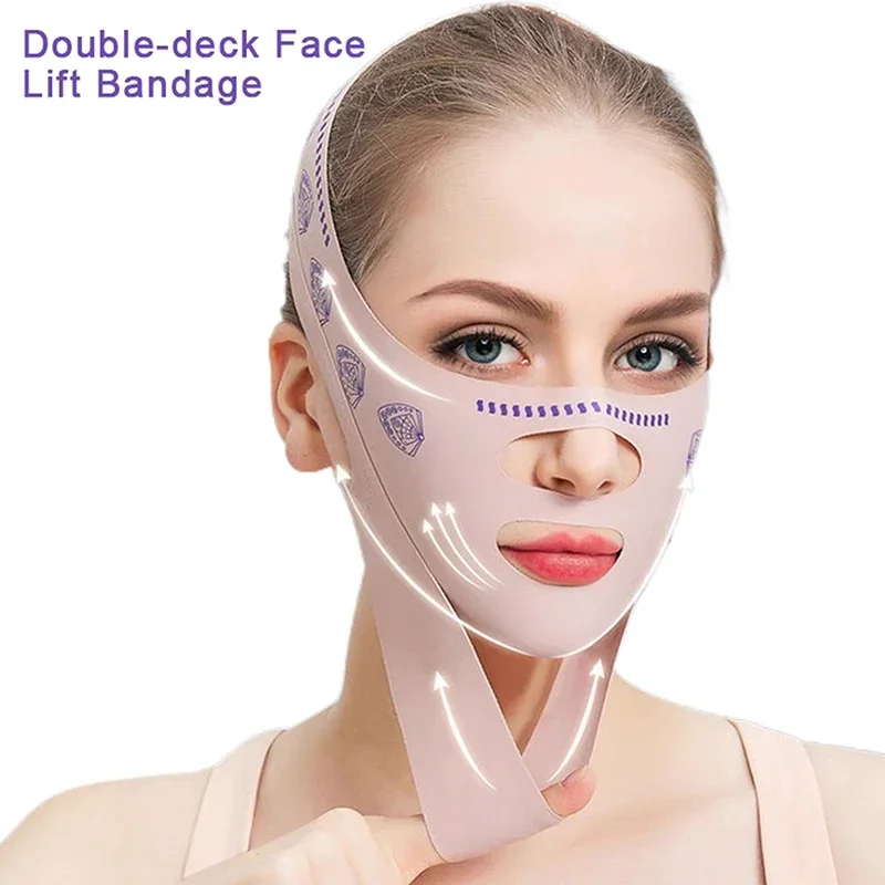 Double-deck Face Slimming Bandage Face Lifting Belt V Line Face Shaper Cheek Chin Lift UP Strap Anti Wrinkle Facial Band Beauty