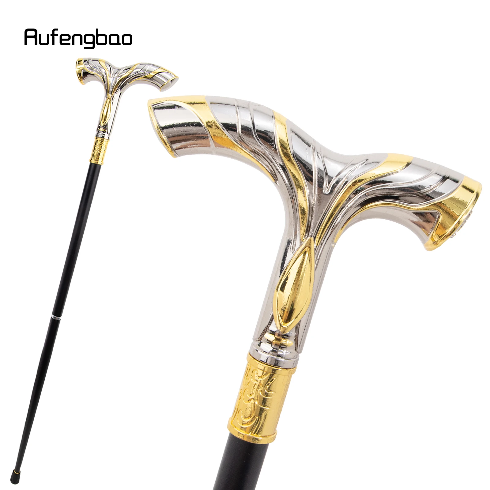 Golden White Flowing Lines eagle Luxury Fashion Cosplay Stick Party Decorative Cane Knob Stick 92cm  Performance Stage Cane view 6
