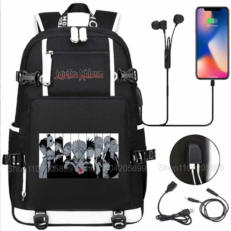 Jujutsu Kaisen Backpacks Anime Mochila Student Teenager Schoolbag Men Women Causal USB Charge Laptop Outdoor Travel Rucksack