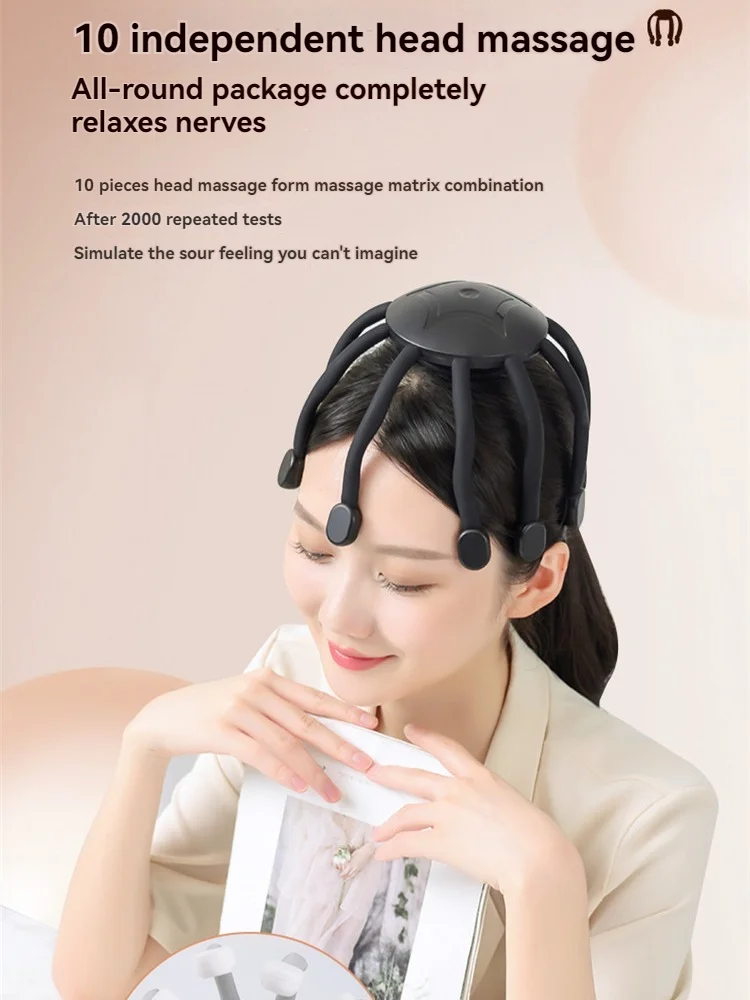 

Electric Head Massager Enveloping Vibration Massage with 8-Finger Massage Heads Improves Insomnia Relieves Stress Alleviates Dep