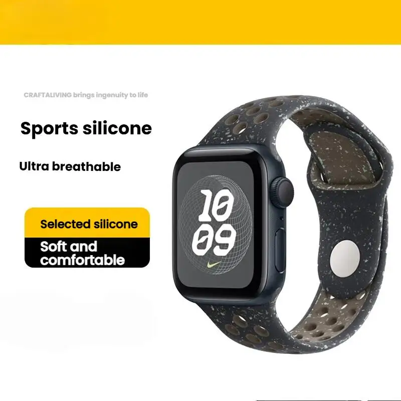 สายซิลิโคนสำหรับ Apple Ultra 2 49 มม. สายรัดข้อมือระบายอากาศ สำหรับ IWatch Series 9 8 7 6 SE 4 3 2 46 มม. 44 มม. 45 มม. 42 มม. 41 มม.