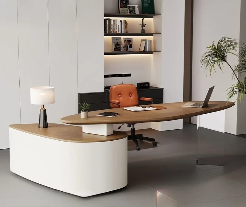 Solid wood special-shaped desk workbench household living room study furniture combination set