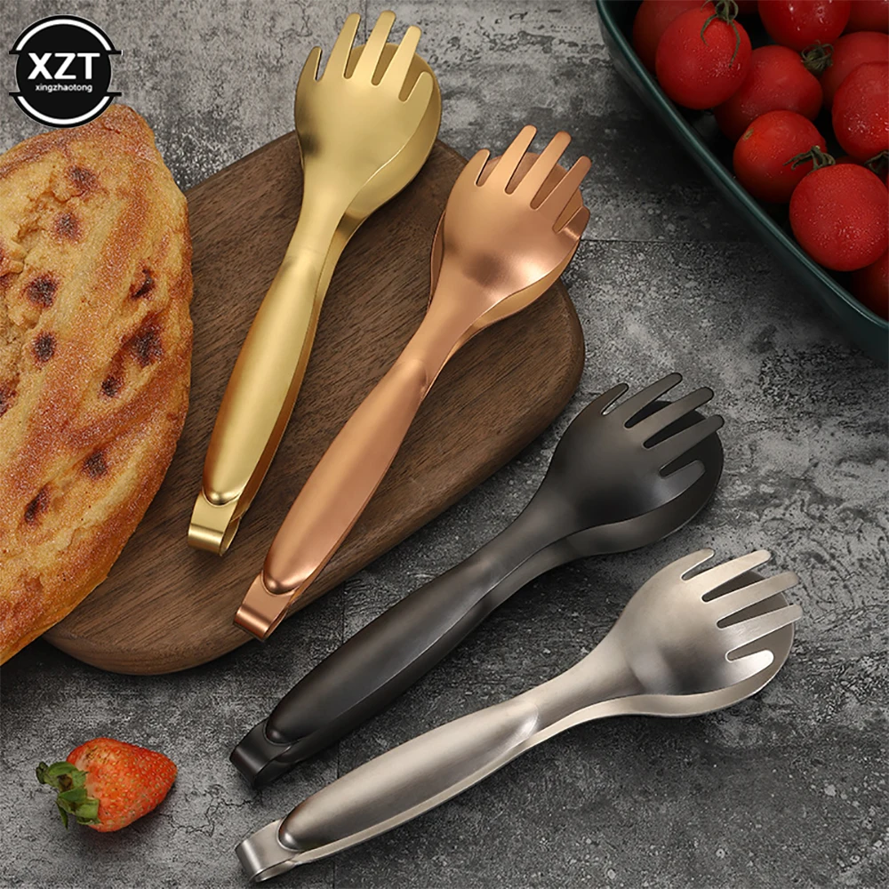 

Stainless Steel Food Tongs Meat Salad Bread Serving Tongs For Barbecue Kitchen Accessories Non-Slip BBQ Clip Cooking Tools New