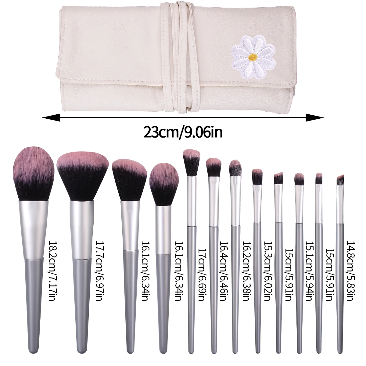 Ensemble de pinceaux de maquillage professionnels: 12 pinceaux à blush en poudre à poils souples, pinceaux pour fard à paupières, pinceaux de beauté portables + 1 sac de rangement