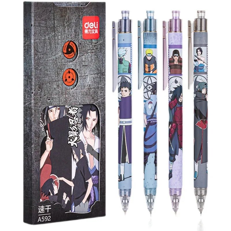 Naruto Gel Pens for School Supplies Child Study Stationery Writing Ballpoint Pen Random Motifs Sasuke Pens 0.5mm 4 Pcs