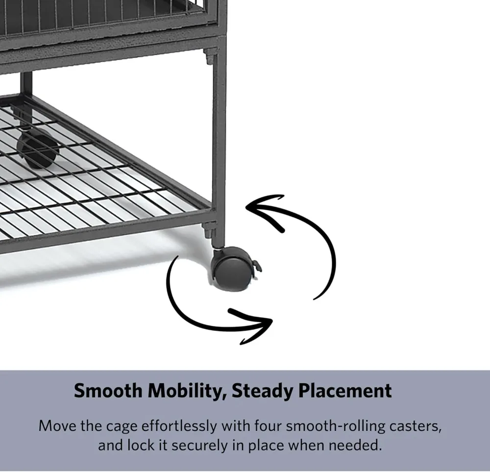 2-Tier Small Animal Cage with Ramp & Cover, Spacious Habitat for Ferrets, Rabbits, Chinchillas