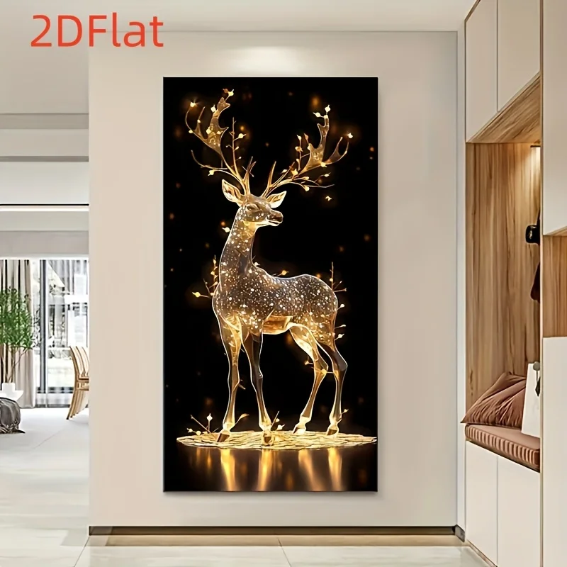 Frameless Canvas Art Captures The Nostalgic Beauty with a Vintage Majestic Reindeer Design - Perfect Wall Decoration for Living