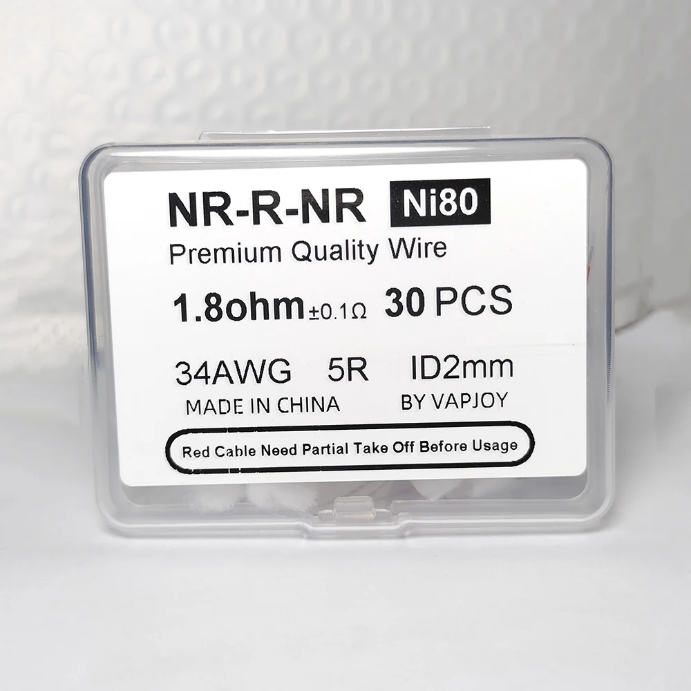 

30pcs NR-R-NR Wire Ni80 1.8ohm34AWG 5R ID2.0mm with Cotton Premium Quality Wire