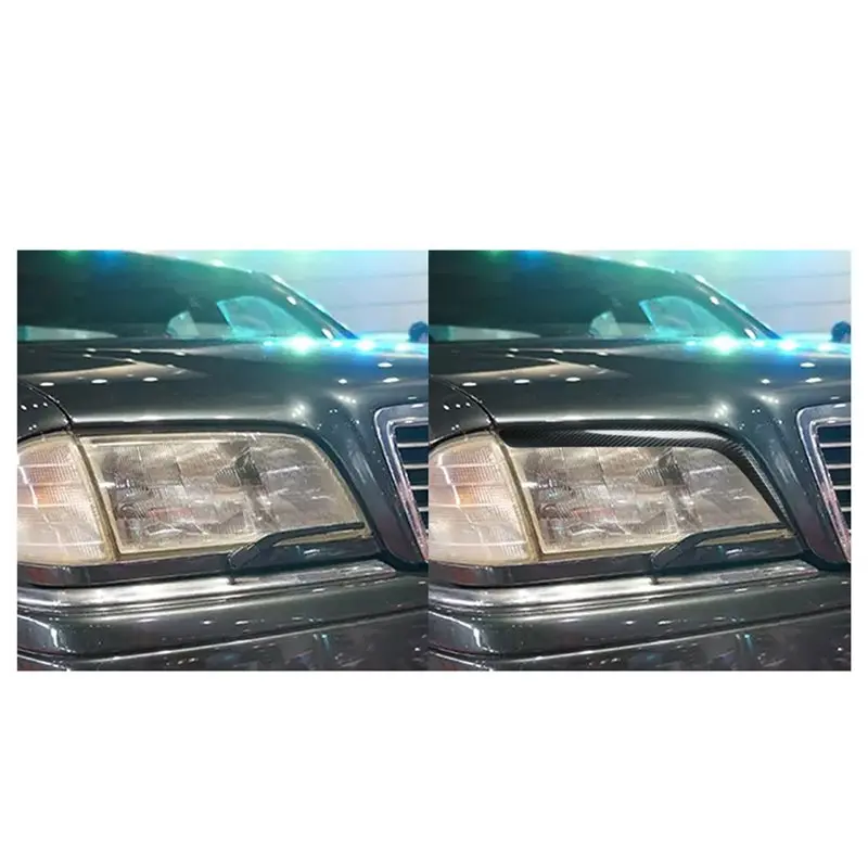 NEW HOT In Stock-Headlight Eyebrow Trim 1 Pair Real Carbon Fiber For Mercedes Benz C-Class W202 1994-2000 Car Headlight Brow Tri