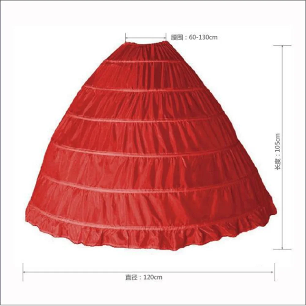 White/Rose Red Red 6 Hoops Petticoat Crinoline Slip Underskirt for Wedding Dress Bridal Performance Costume Petticoat