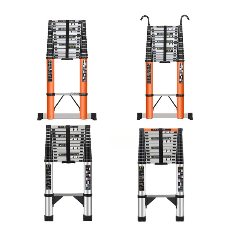 

%a Thickened Aluminum Telescopic Ladder with Hook Multifunctional Folding Long Straight Step Ladder Portable Engineering Ladde