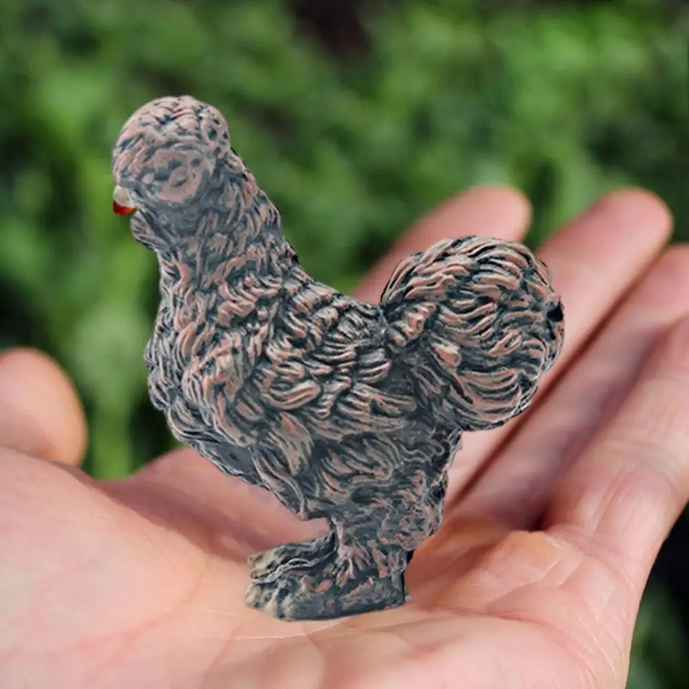 Rooster Model Simulated Chick Model Pvc Figurine Corncrake Black White Rooster Sculpture Polish Chicken Decoration for Kids