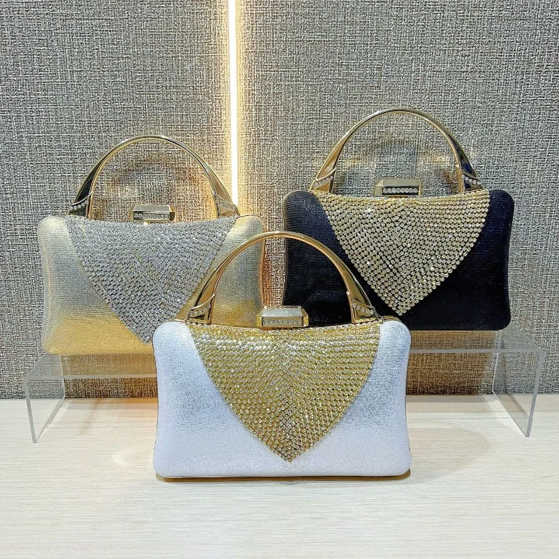 2025 New Luxury Dinner Bag With Diamond Banquet Bag Temperament Dress Chain  Shoulder Crossbody Bag Handbag Women's Prom Handbag