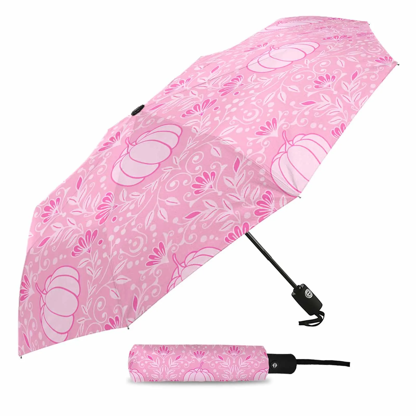 Pumpkin Flower Dots Summer Umbrella for Outdoor Fully-automatic Folding Eight Strands Umbrellas for Kids Printed Umbrella