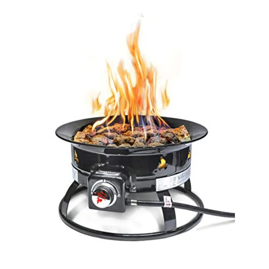 

Portable Propane Fire Pit 19inch with 58 000 BTU Output Smokeless Design Includes Fire Pit Cover and Carry Kit for Easy Transpo