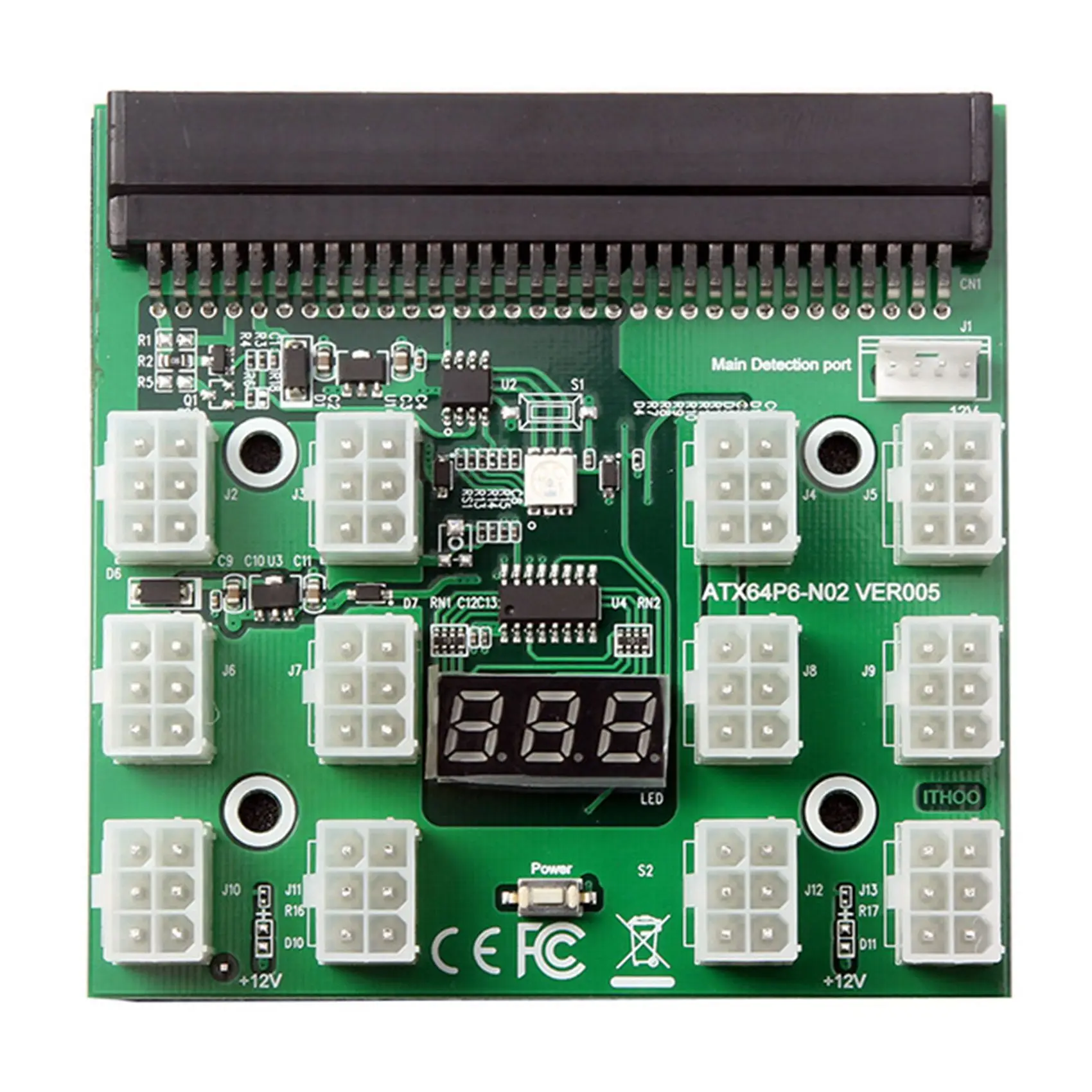 DT75BG Breakout Board 12 Port 6Pin LED Display 12V Power Supply Server Adapter for HP 1200W 750W PSU GPU Miner Mining BTC ETH