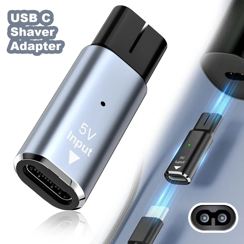 5V Type-C Shaver Adapter Charger Converter Compatible with Philips One Blade Shaver