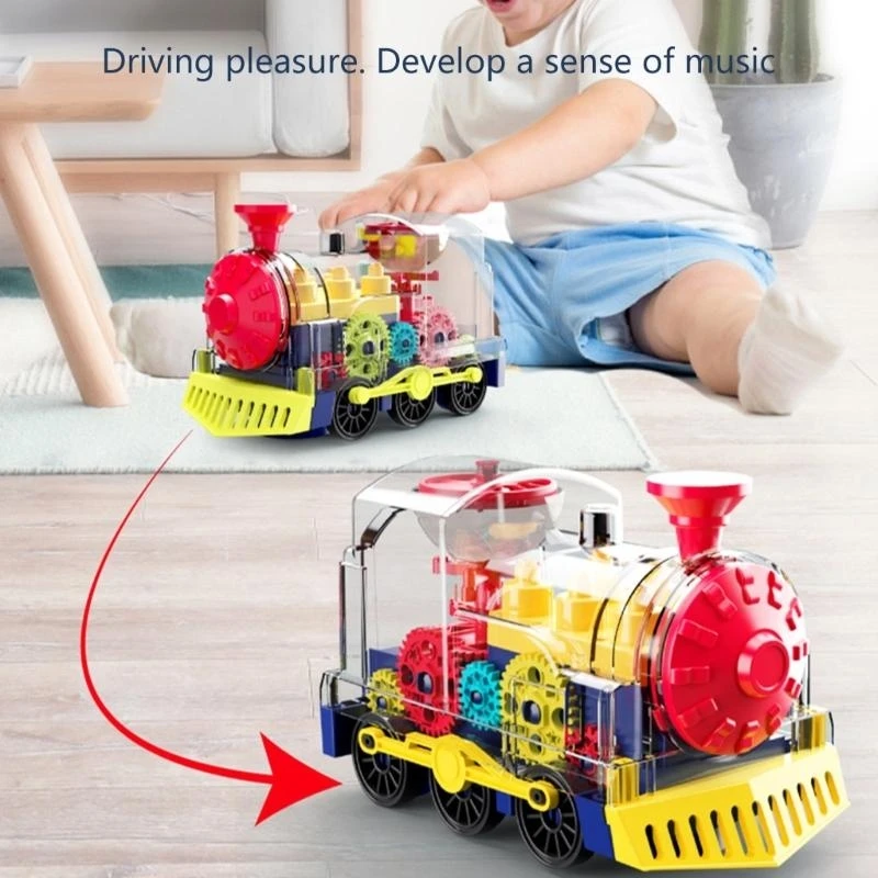 

C9GB Obstacle Avoidance Train Toy Kids Crawl Learning Toy with Lights and Fun Music