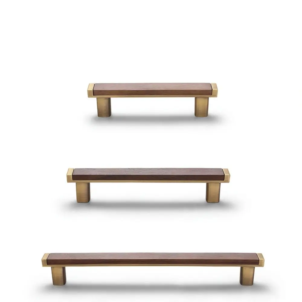 Natural Solid Wood Cabinet Pull Mid Century Style Walnut Handle Drawer Knob Furniture Door Hardware Closet Handle