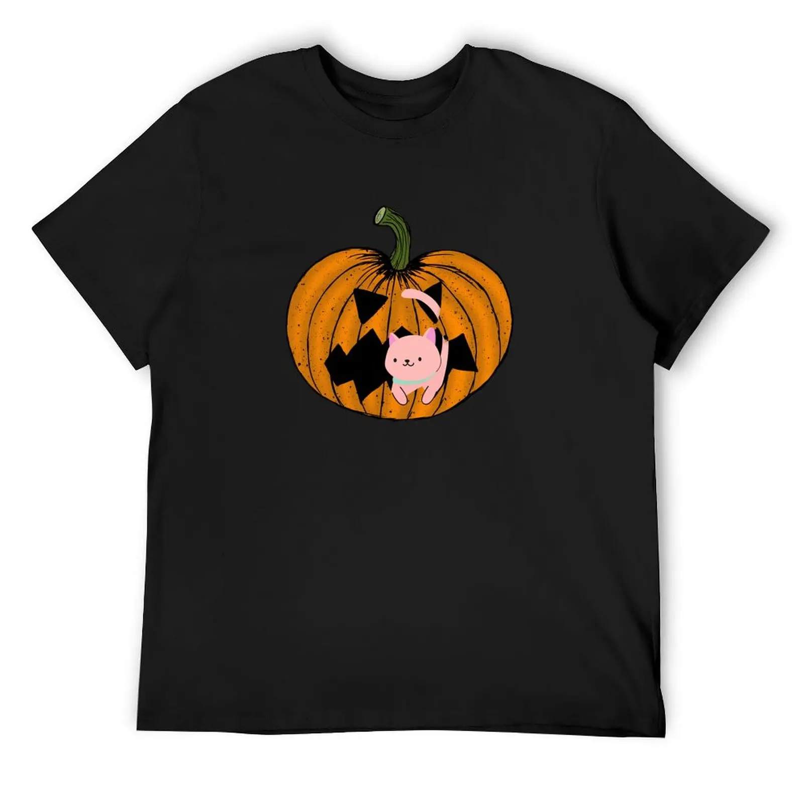 

Halloween pumpkin and hand drawn cat T-Shirt man clothes blue archive anime tshirt outfits for men