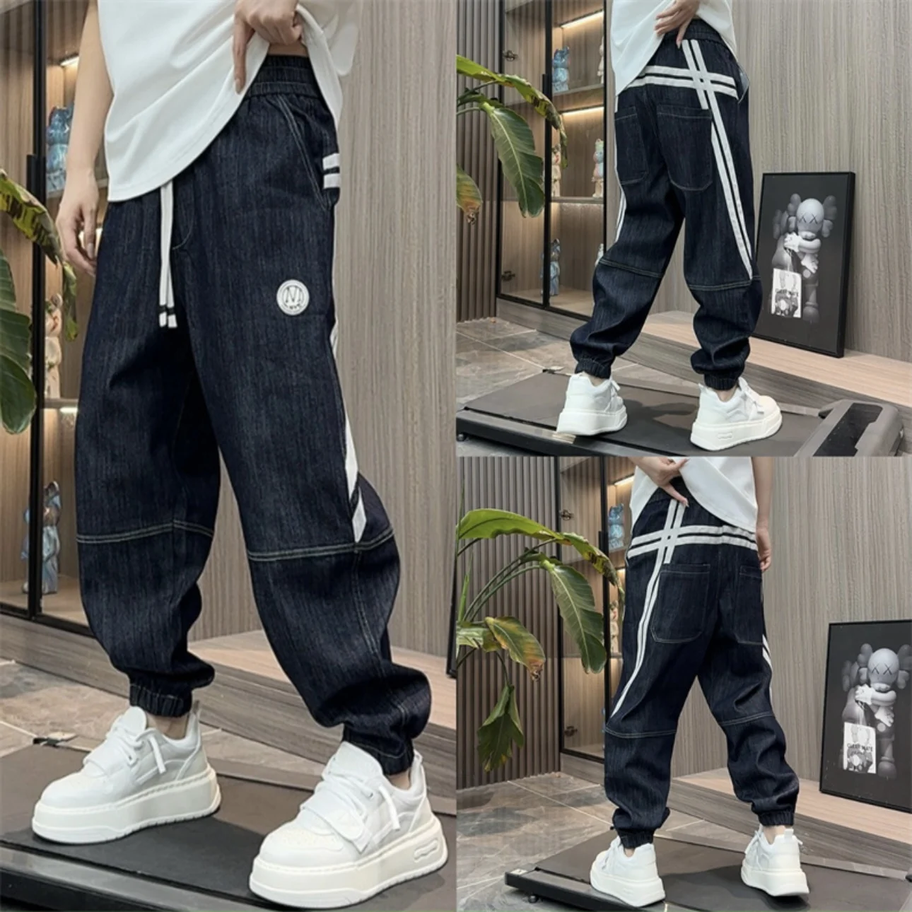 

Spring New Men's Casual Waed Denim Pants Harem Sle Loose Fit Breathable Youthful Faionable Trousers for Casual Wear